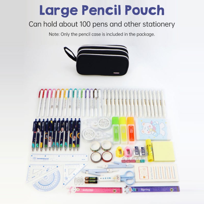 Pink Canvas Pencil Case - Large Capacity 100-Pen Storage, Durable Friction-Resistant Material, Smooth Secure Zipper Pencil Pouch for Students Artists Writers Professionals - Image 2
