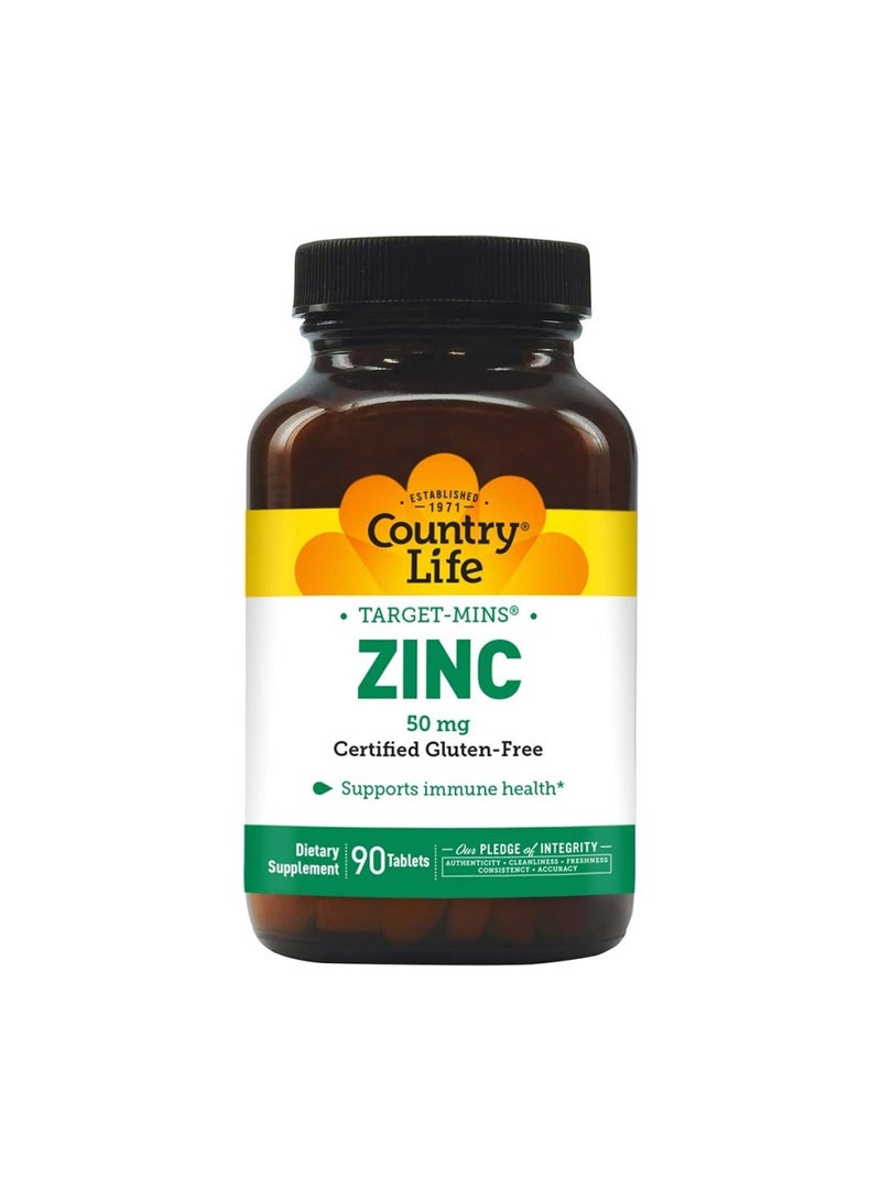Country Life Life Zinc Target-Mins50 Mg Tablets For Immune Health Pack Of 90'S