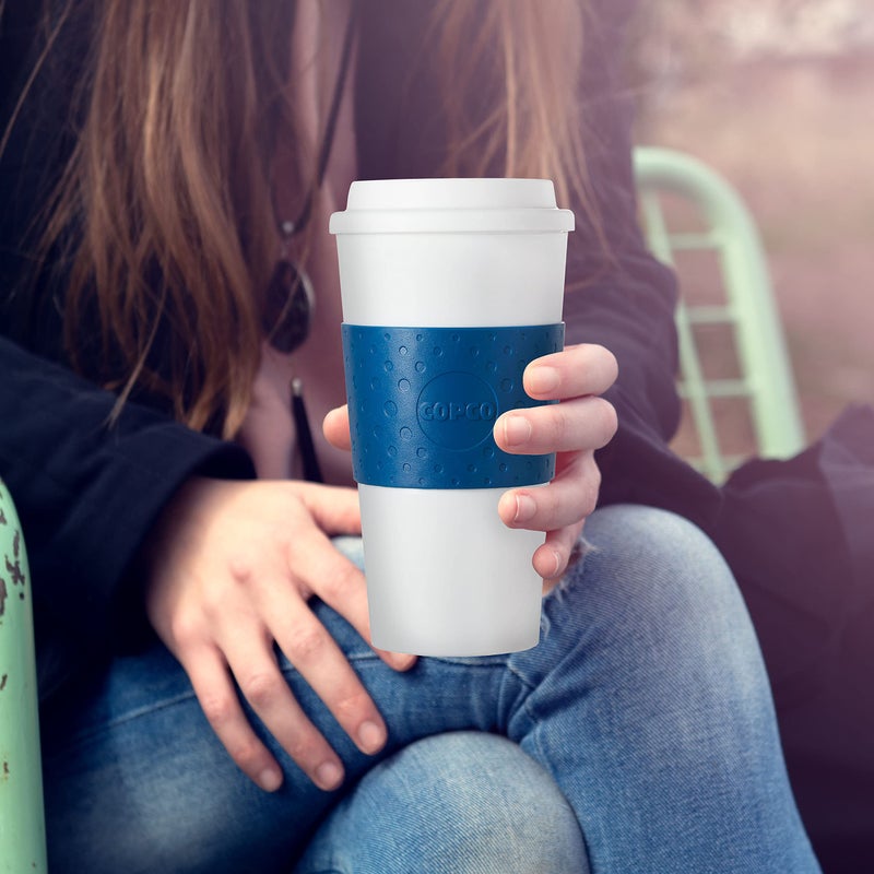 Copco 2510-9966 Acadia Double Wall Insulated Travel Mug with Non-Slip Sleeve  16-Ounce  Blue - Image 2