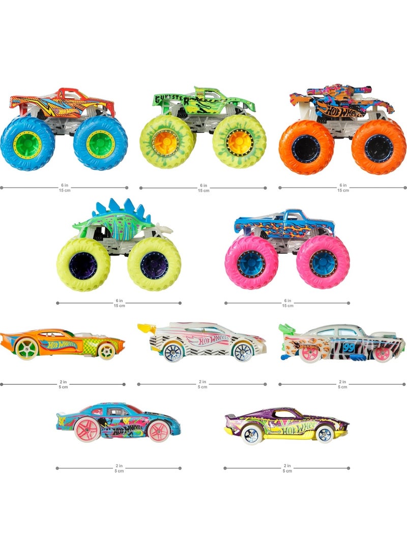 Hot Wheels مجموعة سيارات مونستر تراك 1:64 تتوهج في الظلام - Image 2