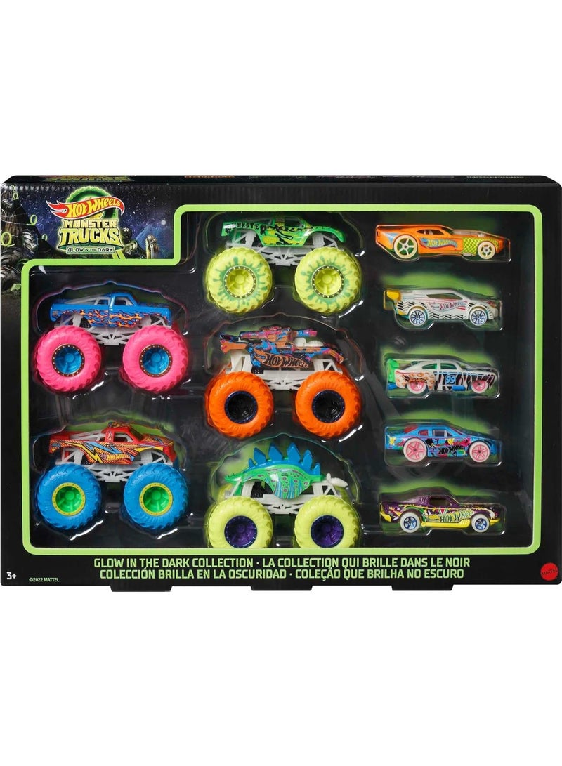Hot Wheels مجموعة سيارات مونستر تراك 1:64 تتوهج في الظلام - Image 1