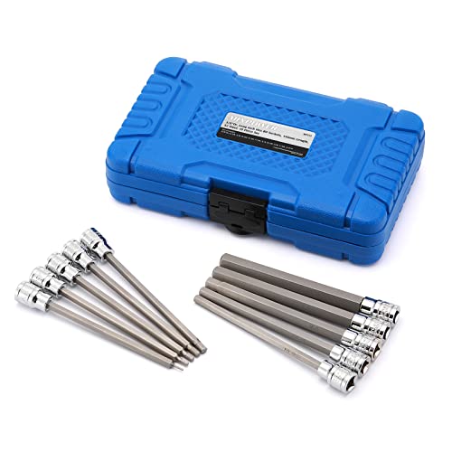 MIXPOWER 3/8 Inch Drive Long Hex Bit Socket Set, 1/16 Inch to 1/2 Inch, SAE, Extra Long Allen Hex Bit Socket Set, CR-V and S2 Steel, 10 Pieces - Image 1