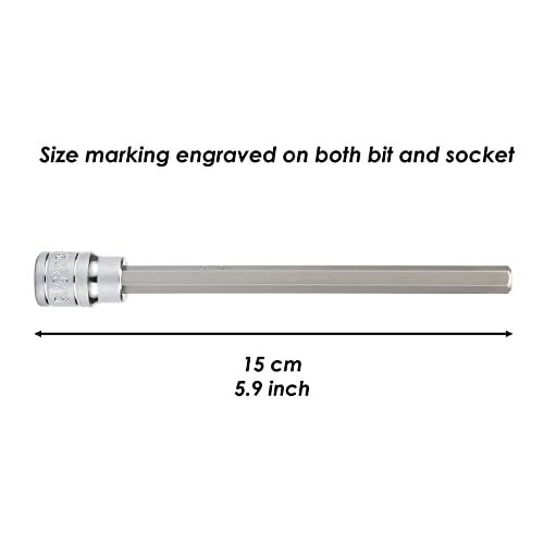 MIXPOWER 3/8 Inch Drive Long Hex Bit Socket Set, 1/16 Inch to 1/2 Inch, SAE, Extra Long Allen Hex Bit Socket Set, CR-V and S2 Steel, 10 Pieces - Image 3