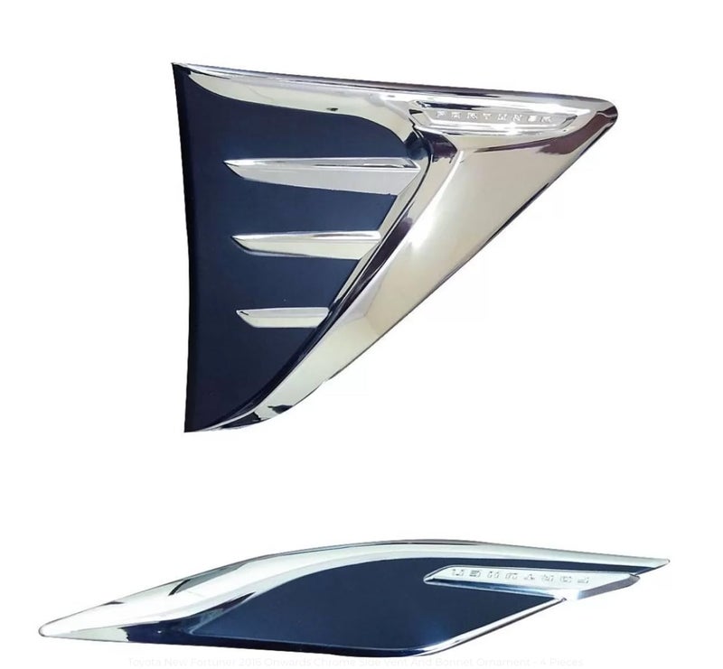 Automaze 4pc Car Air Flow Intake Decorative Side Vent Hood Cover Fender Garnish Compatible For Fortuner 2016+ Side Vent - Image 1