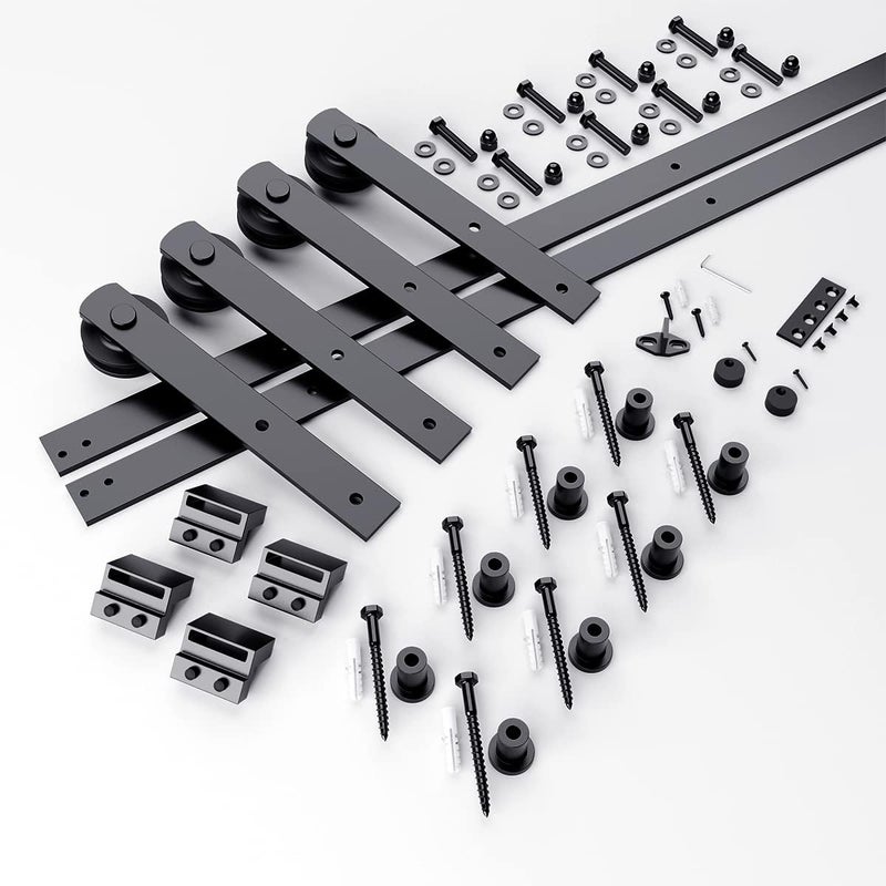 SMARTSTANDARD 11ft Heavy Duty Sturdy Double Sliding Barn Door Hardware Kit -Smoothly and Quietly -Easy to Install -Includes Installation Instruction Fit 33" Wide Door Panel (I Shape Hanger) - Image 4