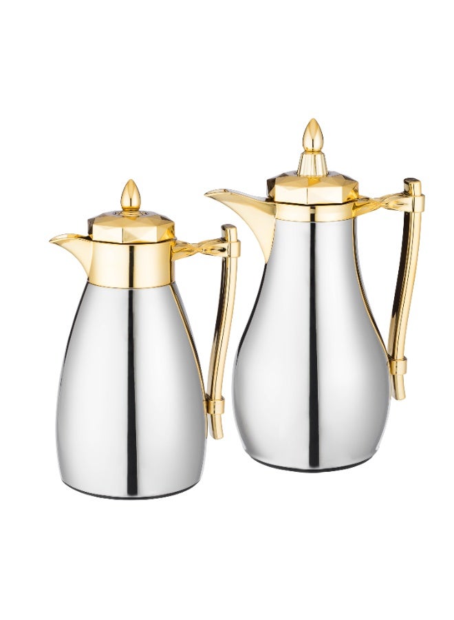 Two-piece thermos set made of high-quality stainless steel with gold and heat-preserving - Image 1