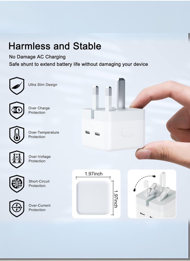 Generic - USB C Plug, 35W Dual USB C Fast Charger Plug Power Adapter for iPhone 15/14/14 Plus/Pro/ 14 Pro Max/ 13/12/ 11/ X/Samsung/Pad/Speaker/AirPods - Image 1