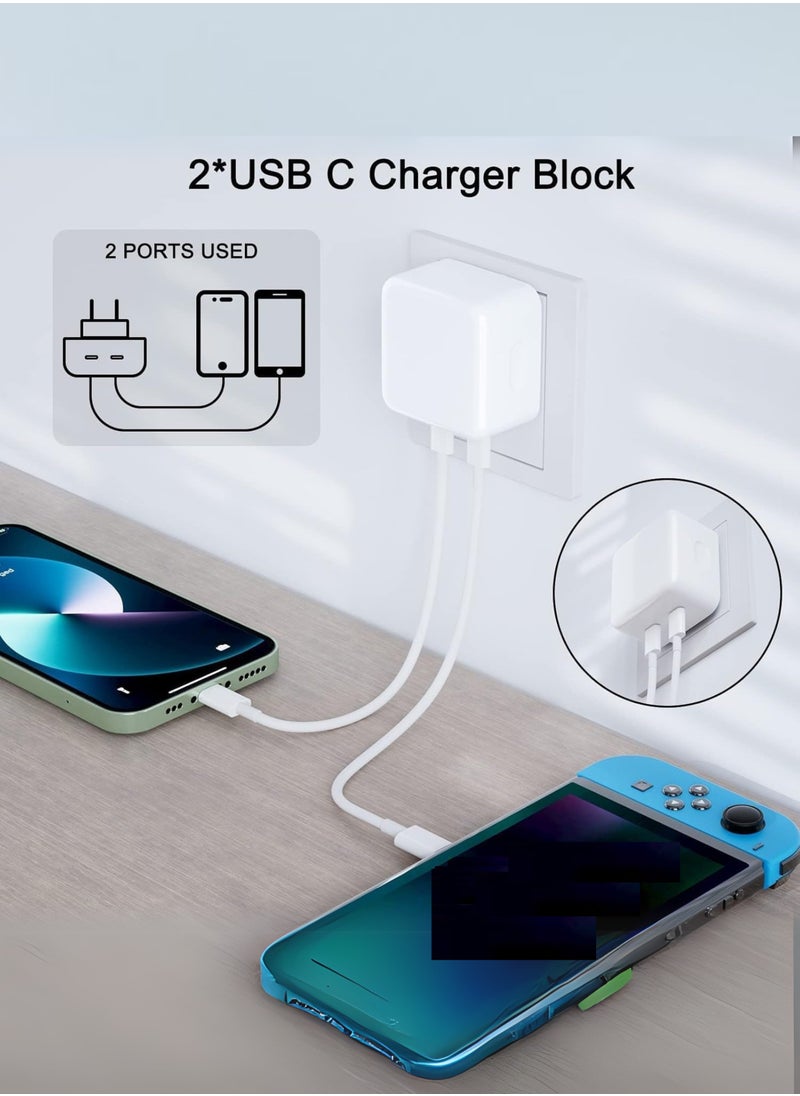 Generic - USB C Plug, 35W Dual USB C Fast Charger Plug Power Adapter for iPhone 15/14/14 Plus/Pro/ 14 Pro Max/ 13/12/ 11/ X/Samsung/Pad/Speaker/AirPods - Image 1