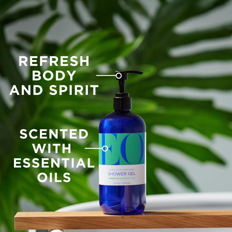 EO جل استحمام EO، 16 أونصة (عبوة من 2)، جريب فروت ونعناع، منظف عضوي قائم على النباتات لتكييف البشرة مع زيوت أساسية نقية - Image 2
