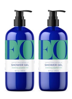 EO Shower Gel Body Wash, 16 Ounce (Pack of 2), Grapefruit and Mint, Organic Plant-Based Skin Conditioning Cleanser with Pure Essentials Oils