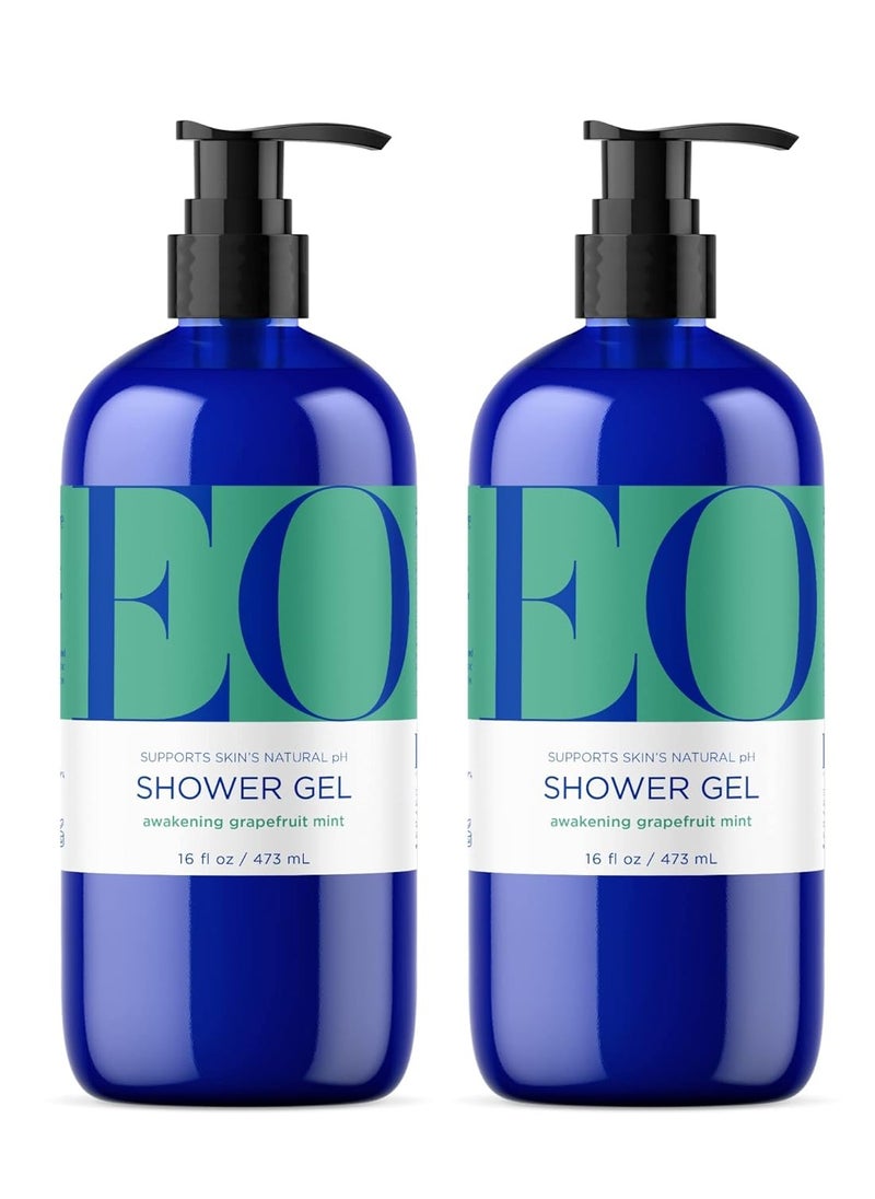EO - EO Shower Gel Body Wash, 16 Ounce (Pack of 2), Grapefruit and Mint, Organic Plant-Based Skin Conditioning Cleanser with Pure Essentials Oils - Image 1