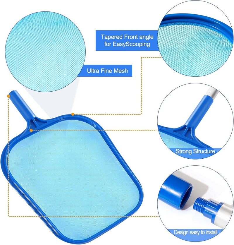 Loiyadn Pool Skimmer - Pool Skimmer Net with 5 Aluminum Pole Sections 64'', Skimmer Net with Fine Mesh Net for Cleaning Leaf of Swimming Pools, Spas, Hot Tubs and Fountains - Image 3