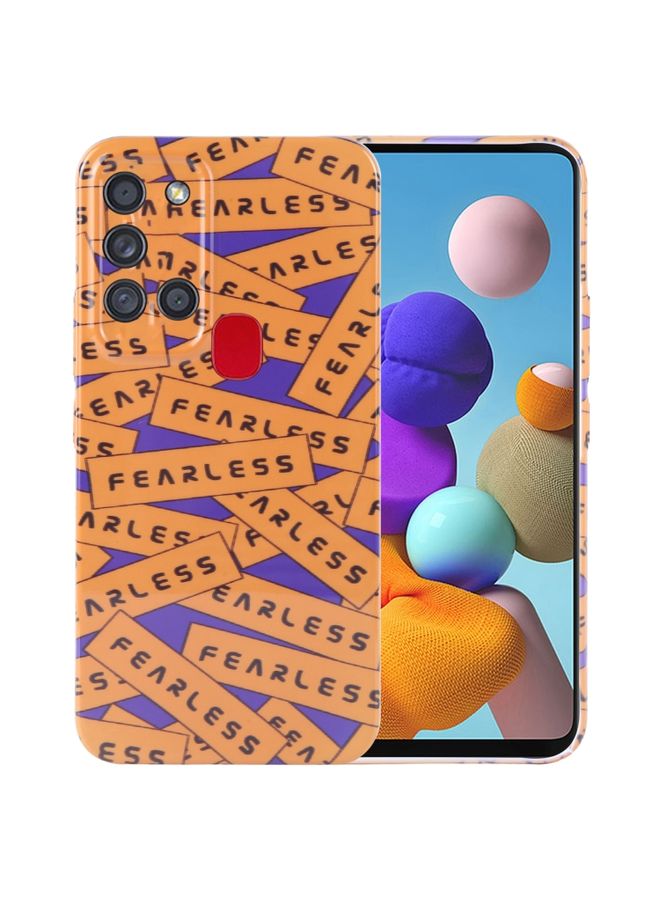 BGM Case Cover For Samsung Galaxy A21s Painted Pattern Precise Hole PC Phone Case Orange Label