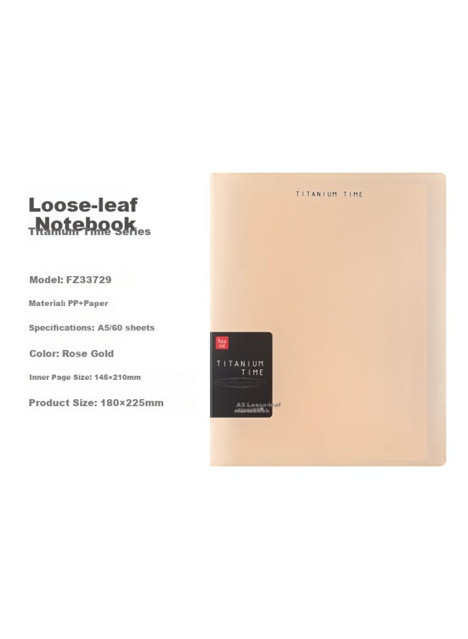 Fizz Stationery A5/60 Sheets/Detachable Spiral Bound Loose-Leaf Pp Cover Four-Color Sticky Notes Notebook Journal Diary Study Book Rose Gold Fz33729 - Image 2