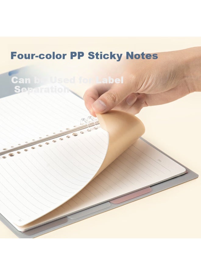 Fizz Stationery A5/60 Sheets/Detachable Spiral Bound Loose-Leaf Pp Cover Four-Color Sticky Notes Notebook Journal Diary Study Book Rose Gold Fz33729 - Image 4