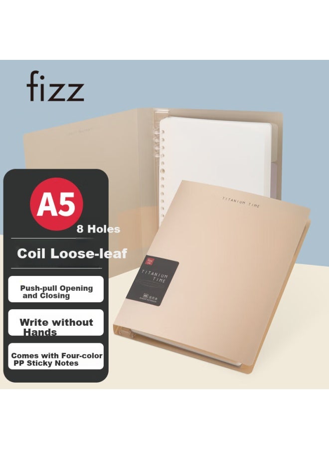 Fizz Stationery A5/60 Sheets/Detachable Spiral Bound Loose-Leaf Pp Cover Four-Color Sticky Notes Notebook Journal Diary Study Book Rose Gold Fz33729 - Image 1