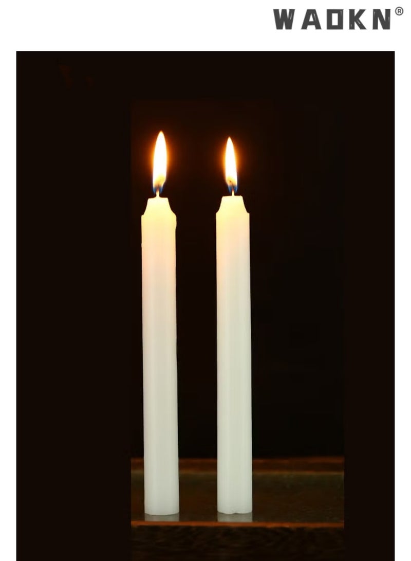 دبليو أيه أو كي أن 10Sets من شموع الإضاءة المنزلية الطوارئ بدون دخان قطر شمعة القطب الطويل 1.7 × 20 سم يمكن أن تحترق لمدة حوالي 6 ساعات غير معطرة حفل الزفاف المنزلي عيد الميلاد ديكور الزفاف المنزلي وشموع ديكور المنزل Wh - Image 5