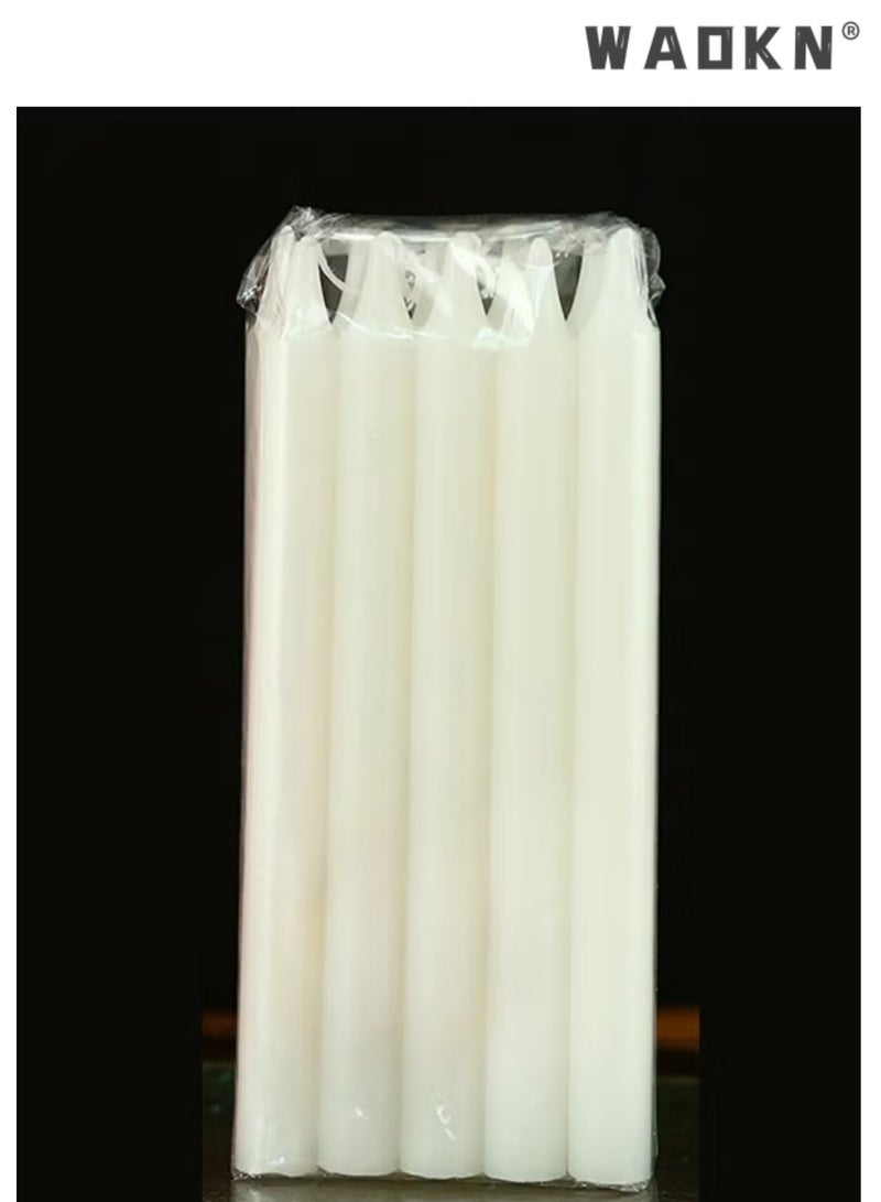دبليو أيه أو كي أن 10Sets من شموع الإضاءة المنزلية الطوارئ بدون دخان قطر شمعة القطب الطويل 1.7 × 20 سم يمكن أن تحترق لمدة حوالي 6 ساعات غير معطرة حفل الزفاف المنزلي عيد الميلاد ديكور الزفاف المنزلي وشموع ديكور المنزل Wh - Image 2