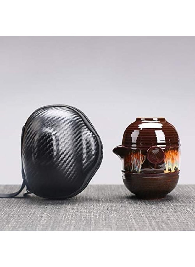Portable Kung Fu Tea Set, Jianzhan Tea Cup Set, Including 1 Storage Bag, 1 Teapot, 2 Cups - Image 2