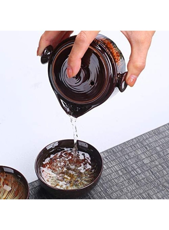 Portable Kung Fu Tea Set, Jianzhan Tea Cup Set, Including 1 Storage Bag, 1 Teapot, 2 Cups - Image 3