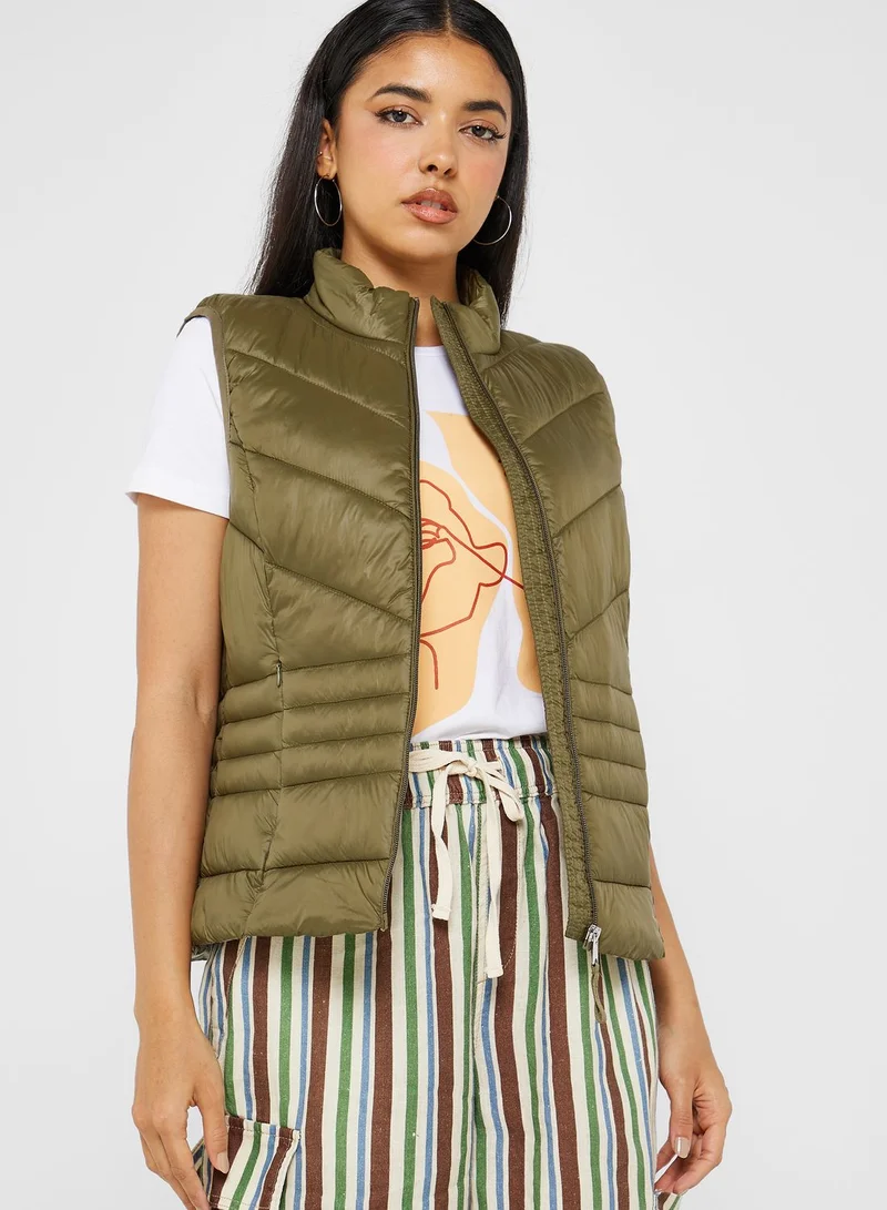 VERO MODA Zip Through Puffer Vest Jacket
