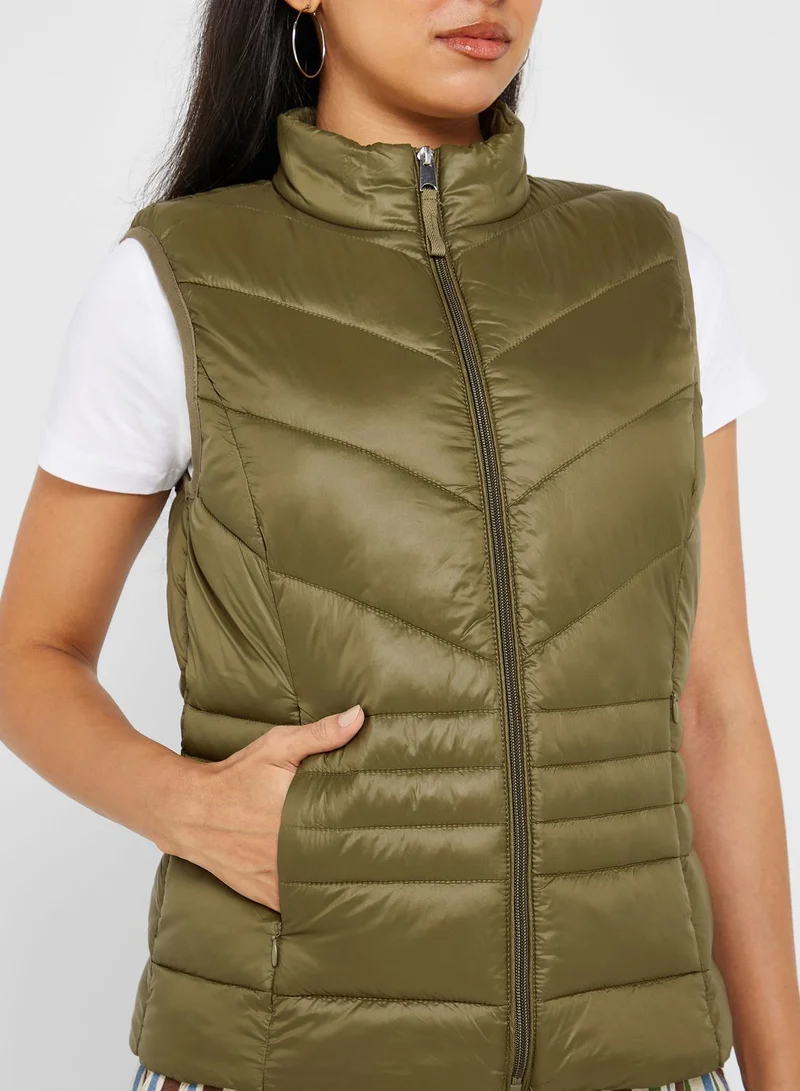 VERO MODA Zip Through Puffer Vest Jacket
