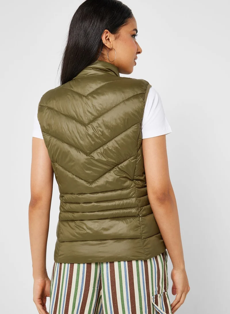 VERO MODA Zip Through Puffer Vest Jacket