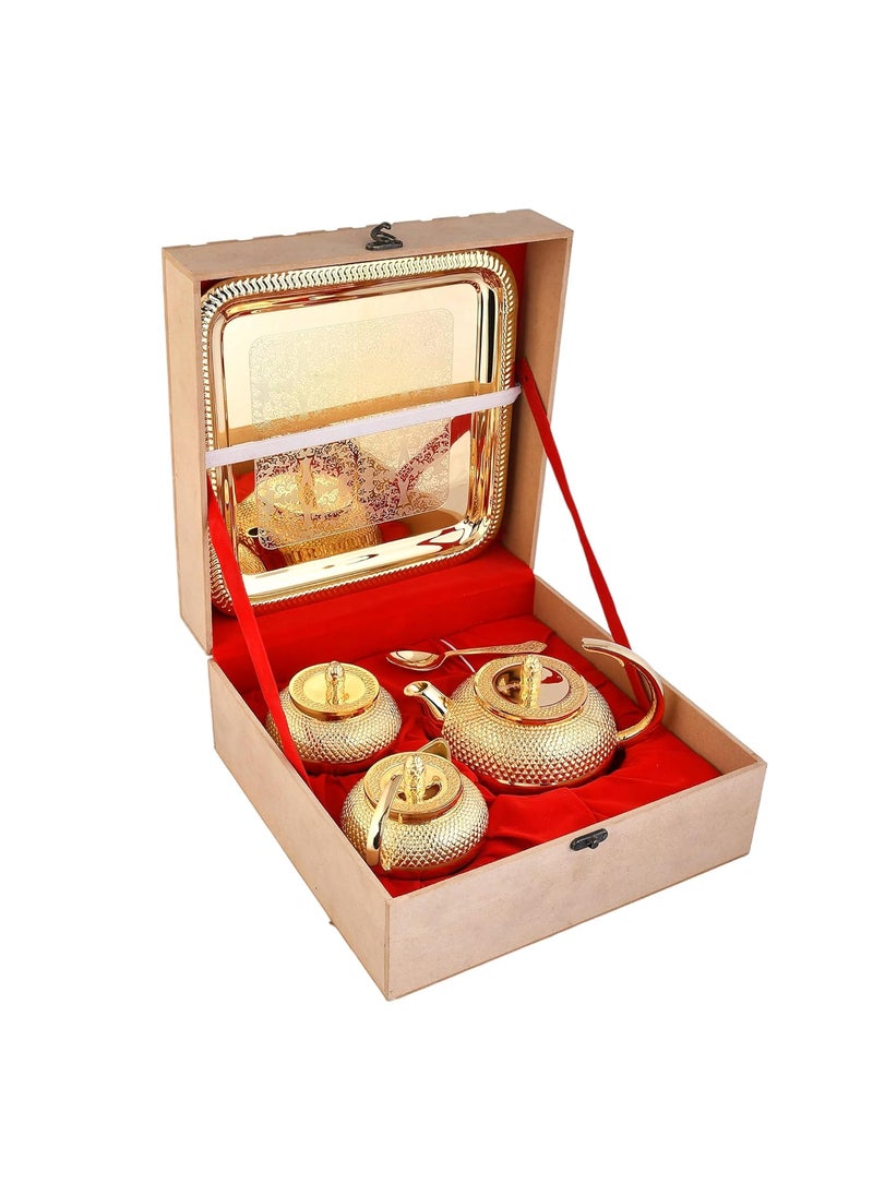 AC ANAND CRAFTS AC ANAND CRAFTS 24K Gold Plated Tea Coffee Serving Set Luxurious Gift for Weddings Birthdays Anniversaries Sisters Couples Guest  - Image 1