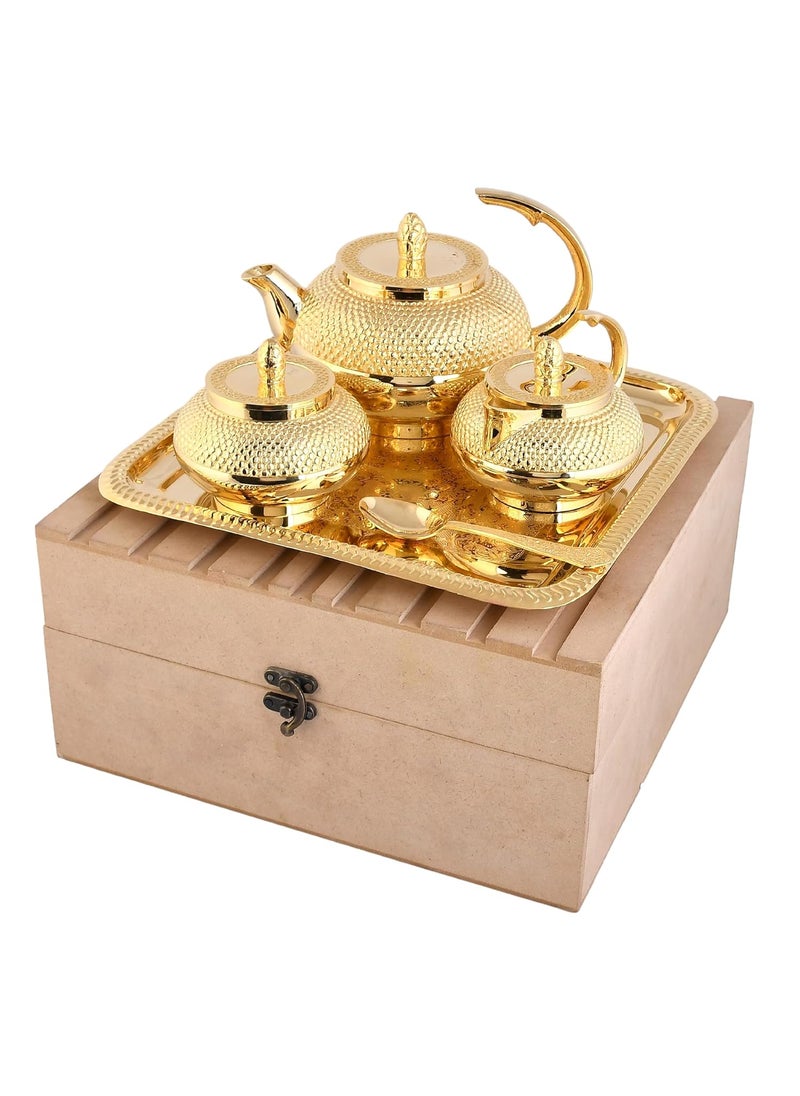 AC ANAND CRAFTS AC ANAND CRAFTS 24K Gold Plated Tea Coffee Serving Set Luxurious Gift for Weddings Birthdays Anniversaries Sisters Couples Guest  - Image 2