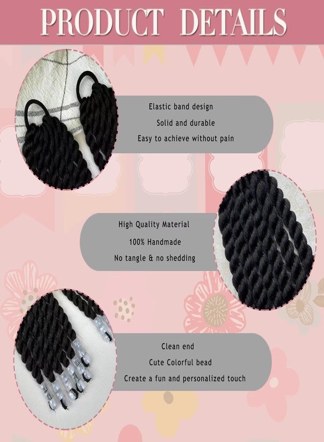 YOROSTAR Kids Ponytail Extension With Beads 6inch 2 Pieces Two-Strand Twists Hairstyles for Kiddies Protective Braided Hairstyles for Black Girls(White) - Image 4