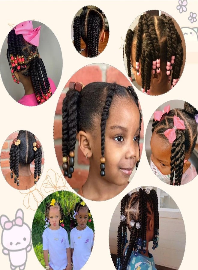 YOROSTAR Kids Ponytail Extension With Beads 6inch 2 Pieces Two-Strand Twists Hairstyles for Kiddies Protective Braided Hairstyles for Black Girls(White) - Image 5