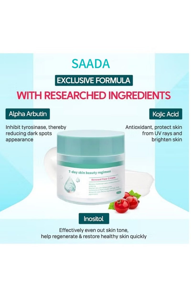 SAADA Brightening Face Cream 50g - Anti-Wrinkle Dark Spot Corrector for Freckles & Uneven Skin Tone All Skin Types - Image 5