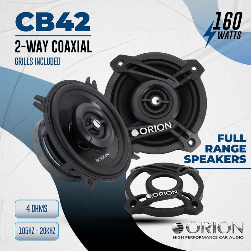 ORION Cobalt Series CB42 4â€ 2-Way Coaxial Car Speakers, 160W, 4 Ohms, Full Range, Enhanced Bass, Polypropylene Cone & Butyl Rubber Surround, Easy Install (Pair) - Image 2