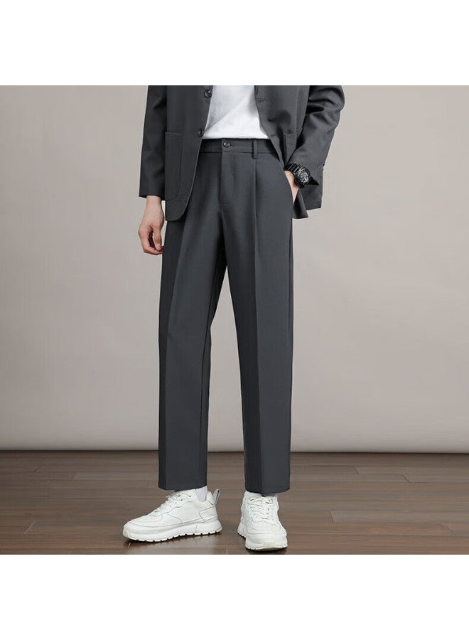 Dingfengbaoluo Men's Straight Wide Leg Casual Pants High-end Slim Fit C58 Deep Gray XL - Image 5