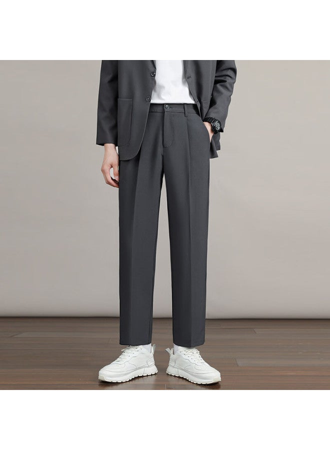 Dingfengbaoluo Men's Straight Wide Leg Casual Pants High-end Slim Fit C58 Deep Gray XL - Image 3