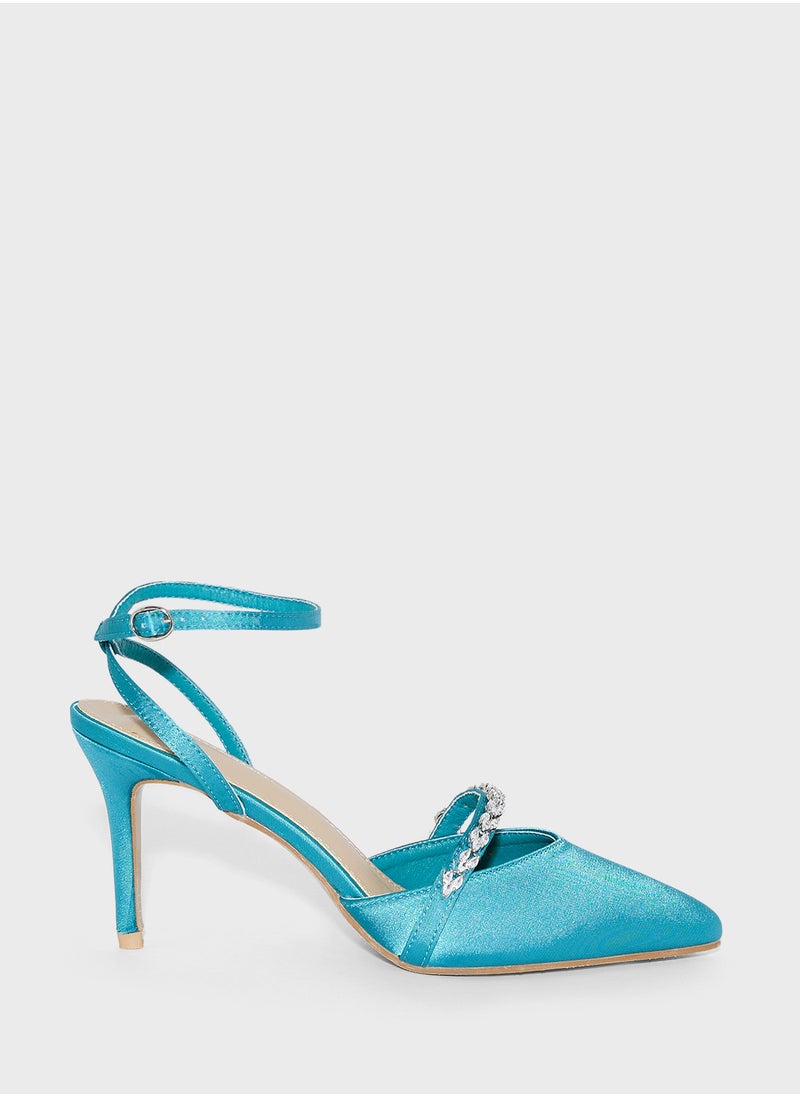 Ella Limited Edition Diamante Detail Backstrap Pump  - Image 1