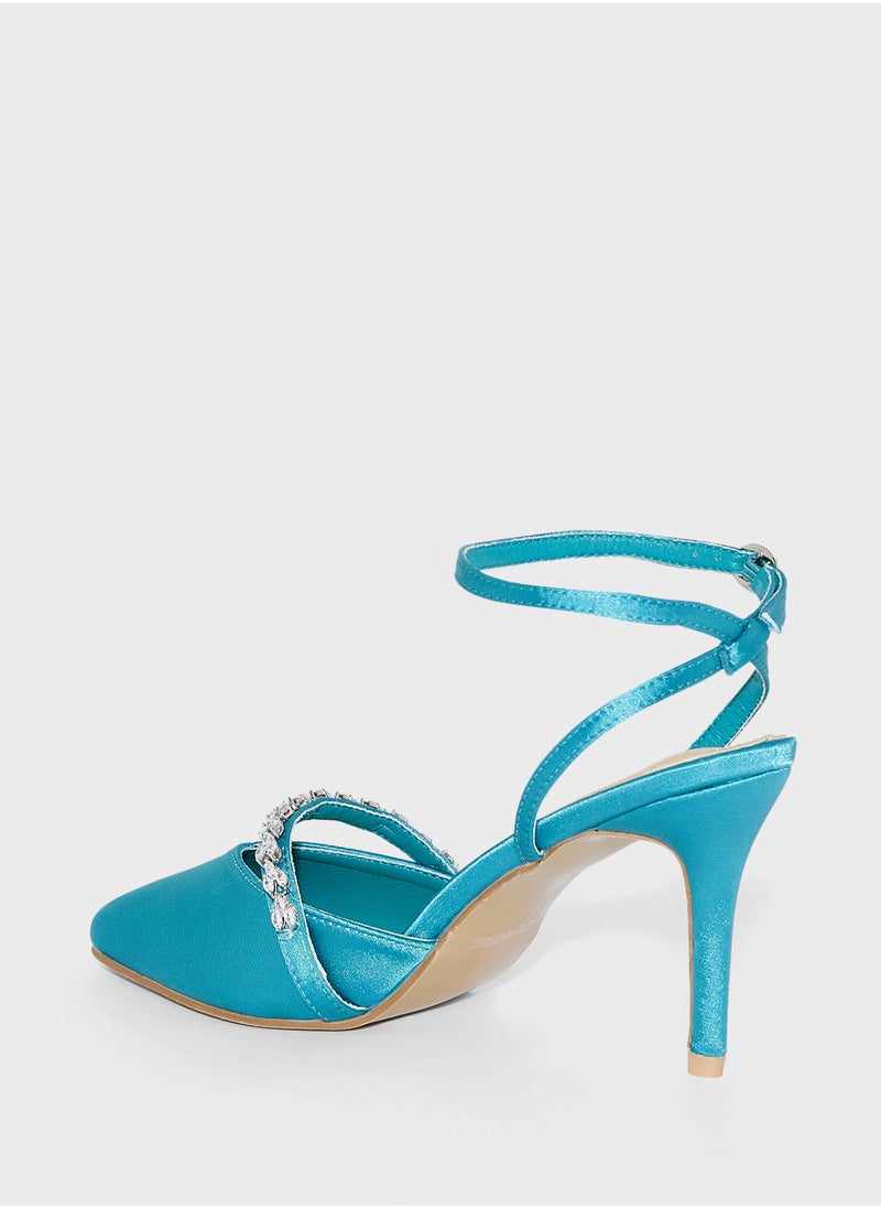 Ella Limited Edition Diamante Detail Backstrap Pump  - Image 3