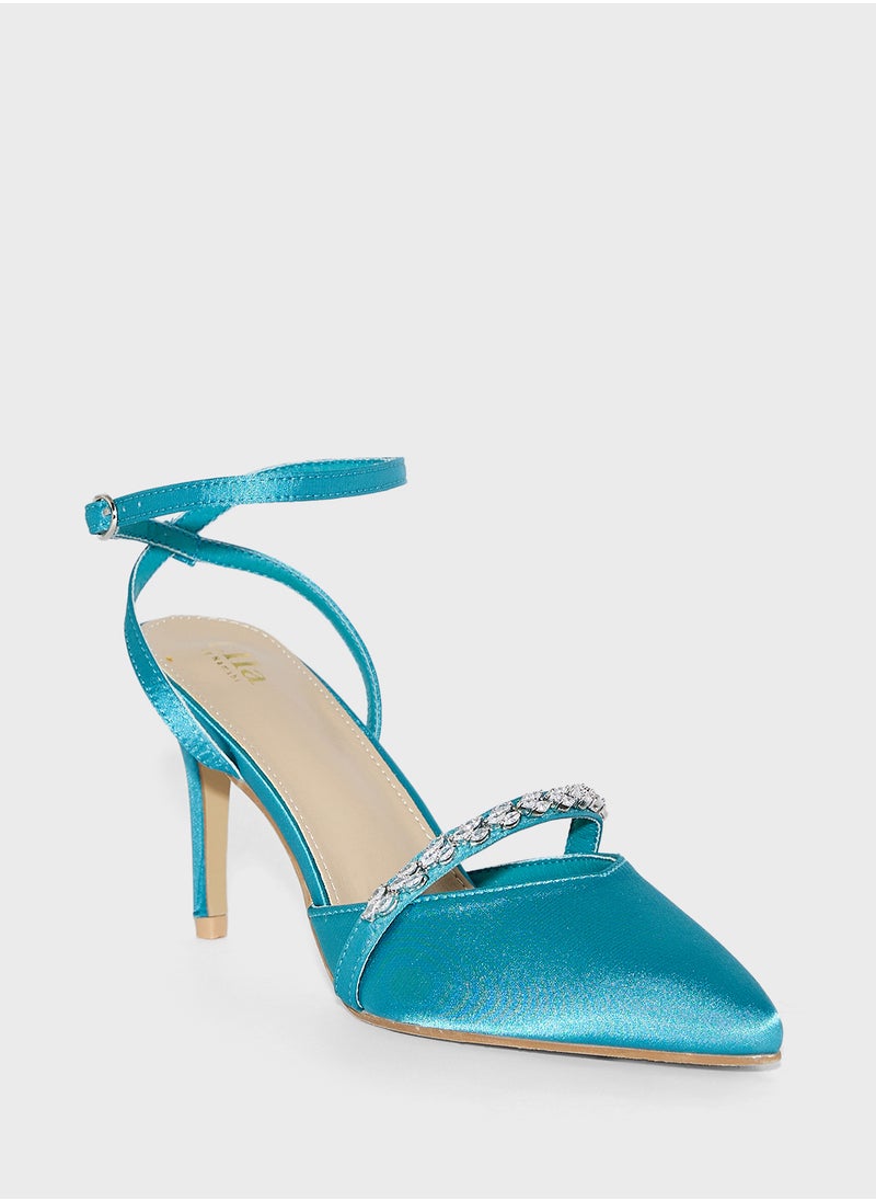 Ella Limited Edition Diamante Detail Backstrap Pump  - Image 2
