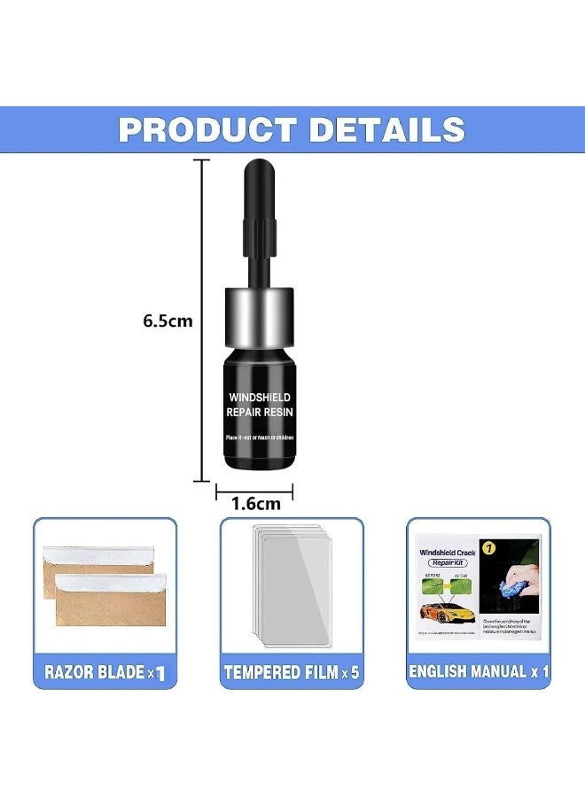 Windscreen Repair Kit, Car Windscreen Chip Repair Kit, Glass Scratch Remover, Glass Repair Kit, Windscreen Crack Repair Kit, Auto Windshield Repair Kit for Chip, Bulls-Eye, Star-Shaped, Half Moon(B) - Image 3