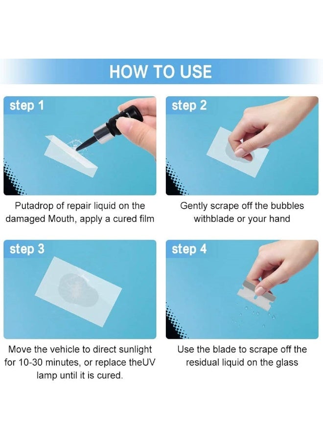 Windscreen Repair Kit, Car Windscreen Chip Repair Kit, Glass Scratch Remover, Glass Repair Kit, Windscreen Crack Repair Kit, Auto Windshield Repair Kit for Chip, Bulls-Eye, Star-Shaped, Half Moon(B) - Image 4