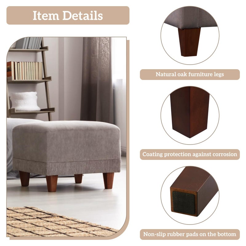 GOSCHE 6 Inch Wooden Sofa Legs Set Of 4 Brown Square Wood Furniture Feet Couch Legs Mid Century Modern Dresser Replacement Feet For Chair Cabinet Armchair Recliner Table Or Home Diy Projects Bun Feet - Image 2