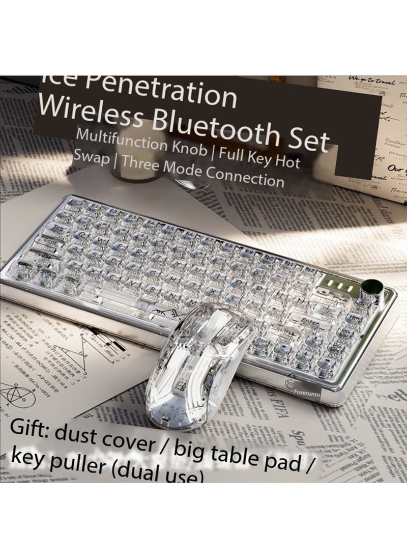 LIMOS - Wireless Keyboard and Mouse set Transparent RGB Mechanical Dual Mode Rechargeable USB Computer Gaming Keyboard Set - Image 1