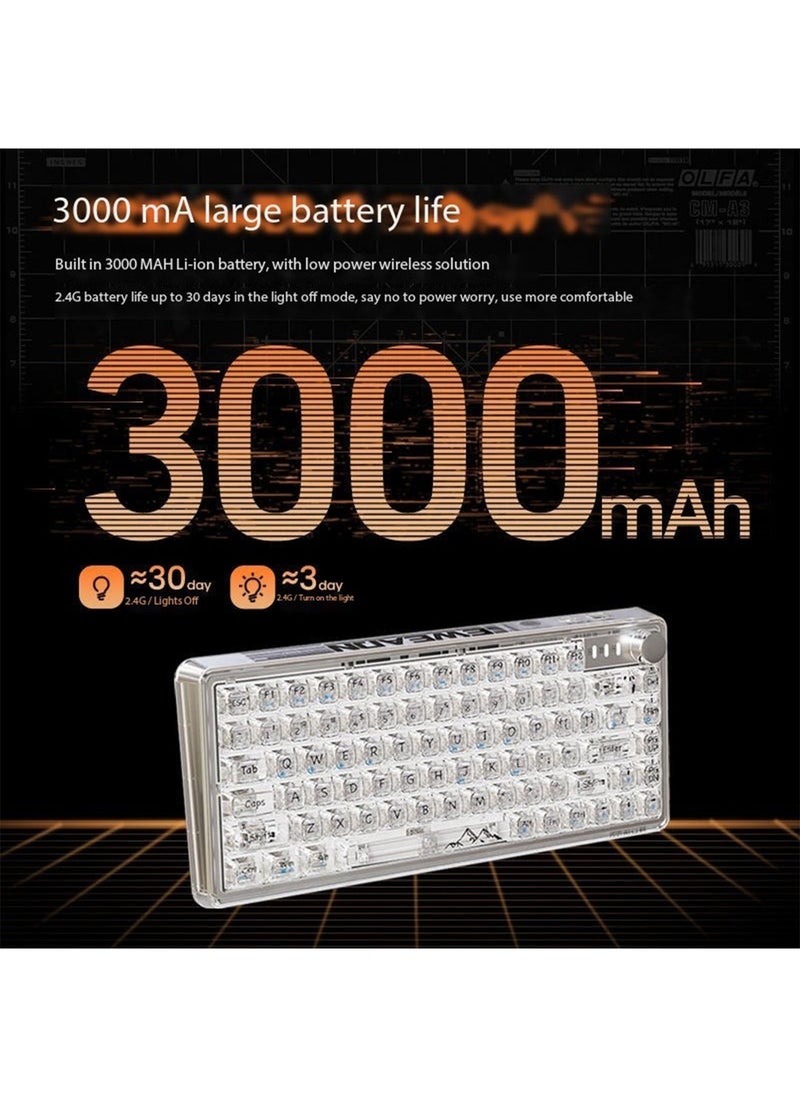 LIMOS - Wireless Keyboard and Mouse set Transparent RGB Mechanical Dual Mode Rechargeable USB Computer Gaming Keyboard Set - Image 1