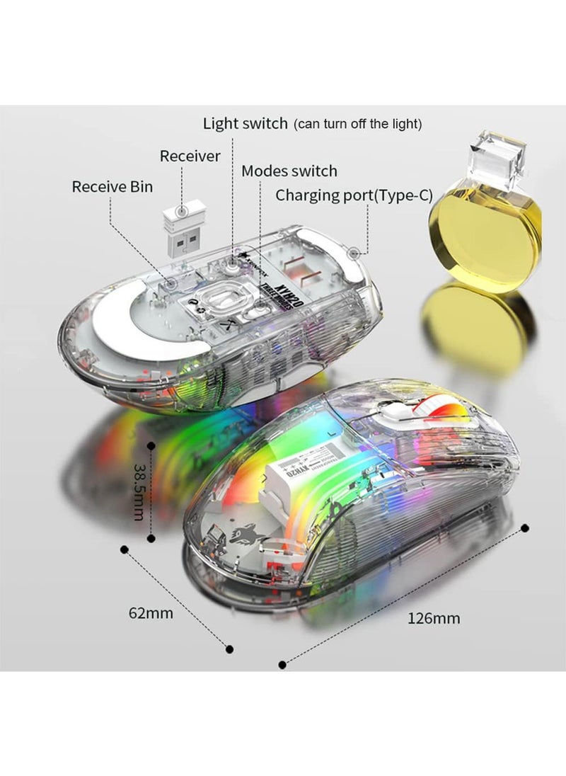 LIMOS - Wireless Keyboard and Mouse set Transparent RGB Mechanical Dual Mode Rechargeable USB Computer Gaming Keyboard Set - Image 1