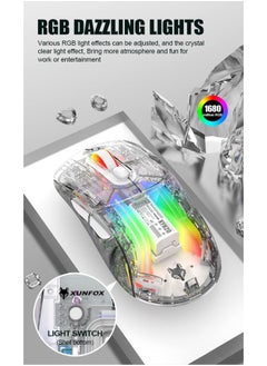 LIMOS Wireless Keyboard and Mouse set Transparent RGB Mechanical Dual Mode Rechargeable USB Computer Gaming Keyboard Set  - Image 5