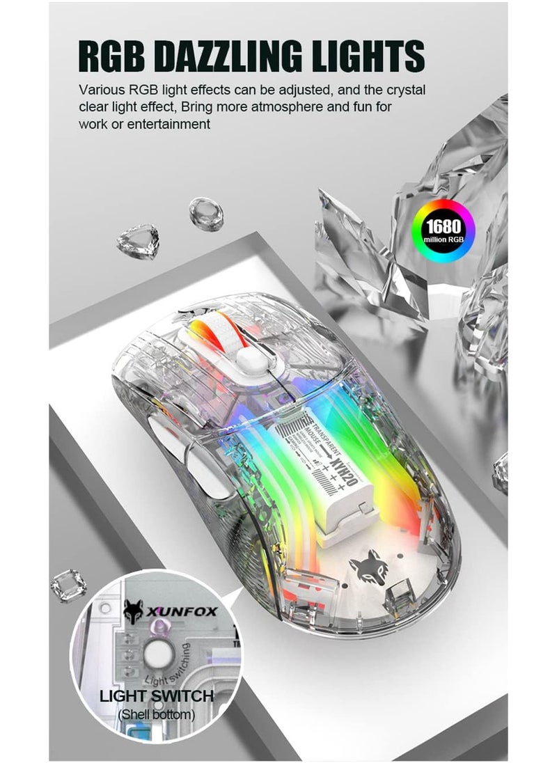 LIMOS - Wireless Keyboard and Mouse set Transparent RGB Mechanical Dual Mode Rechargeable USB Computer Gaming Keyboard Set - Image 1