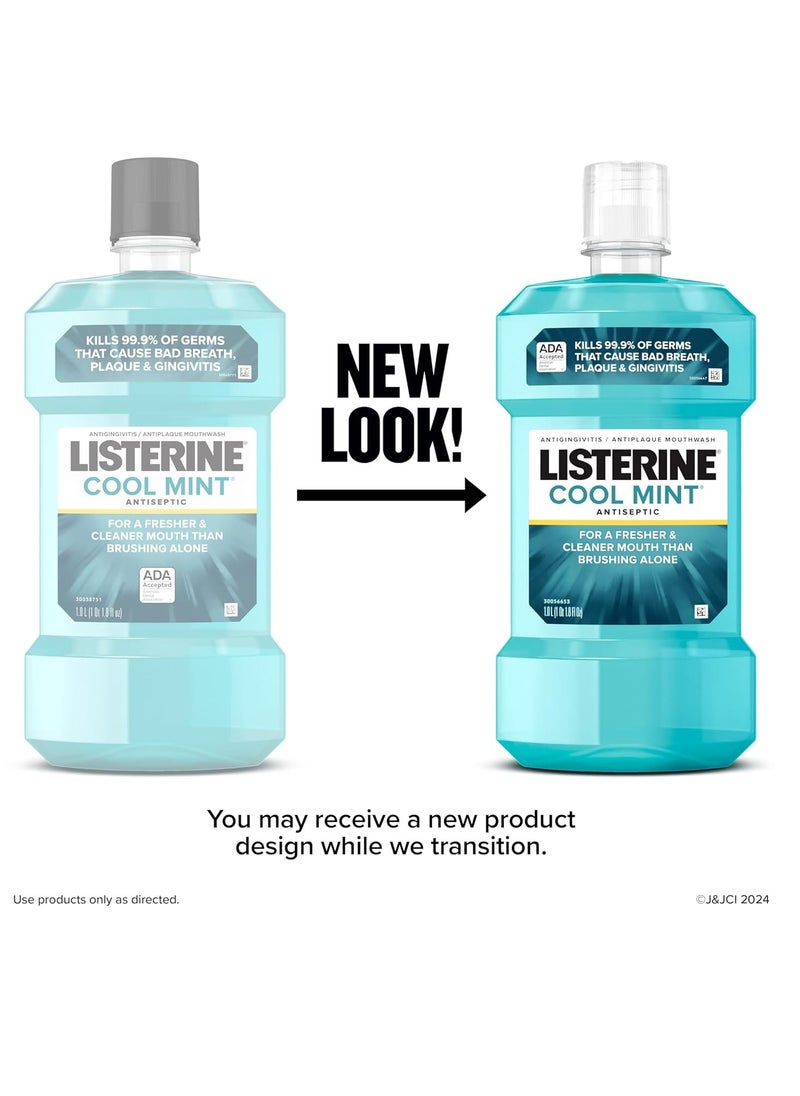 Listerine Listerine Cool Mint Antiseptic Mouthwash, Daily Oral Rinse Kills 99% of Germs That Cause Bad Breath, Plaque and Gingivitis for a Fresher, Cleaner Mouth, Cool Mint Flavor, 1.0 L  - Image 3