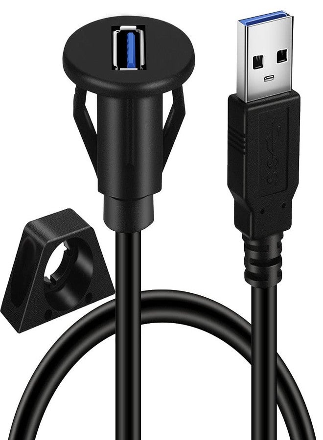 BATIGE 2 Pack Small USB 3.0 Male to Female AUX Flush Panel Mount Extension Cable for Car Truck Boat Motorcycle Dashboard 3ft - Image 1