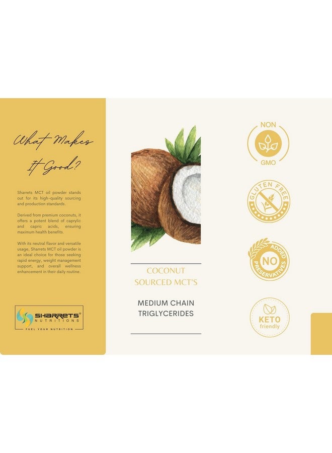 Sharrets Coconut Mct Oil Powder 1Kg X 2- Zero Carbs Medium Chain Triglycerides  - Image 3