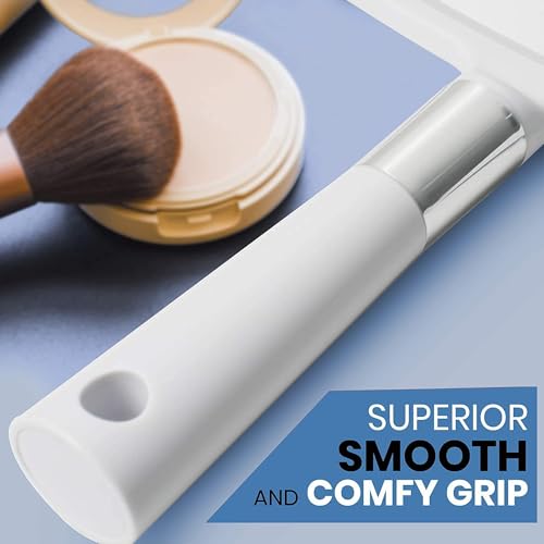 MIRRORVANA Large Hand Held Mirror with Comfy Handle for Women and Men - Personal Barber Haircut Mirror to See Back of Head - Espejo de Mano - 9" x 13" (White) - Image 3